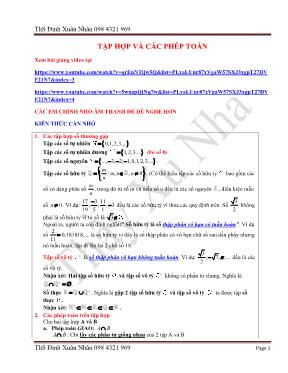 Toán 10 - Tập hợp và các phép toán